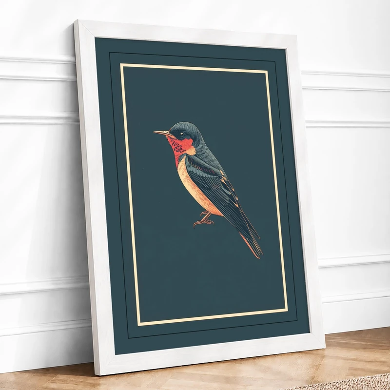 Hummingbird Study Botanical Framed Wall Art Print A1 (84.1×59.4cm) White, Wall Decor for Living Room, Bedroom, Office & Home, Ready to Hang, Art Gift - Image 1
