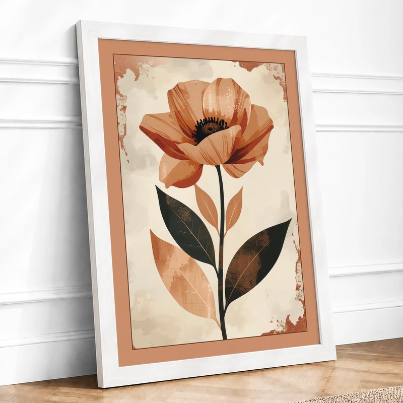 Poppy Study Botanical Framed Wall Art Print A1 White
