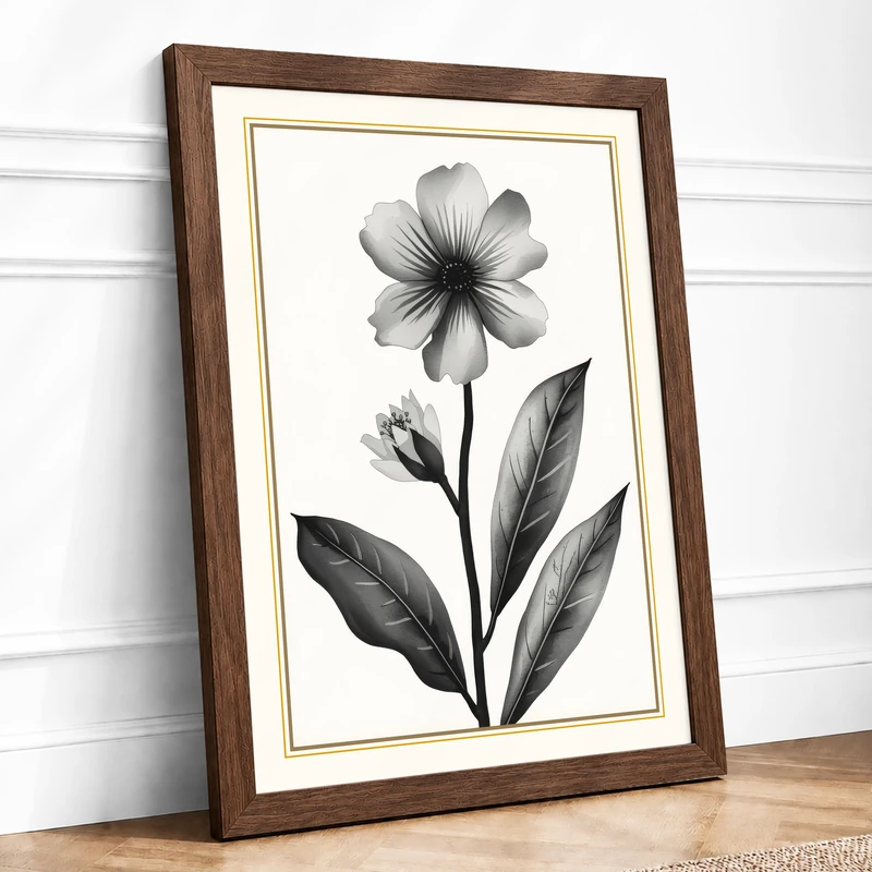 Study Botanical Framed Wall Art Print A1 (84.1×59.4cm) Walnut, Wall Decor for Living Room, Bedroom, Office & Home, Ready to Hang, Art Gift