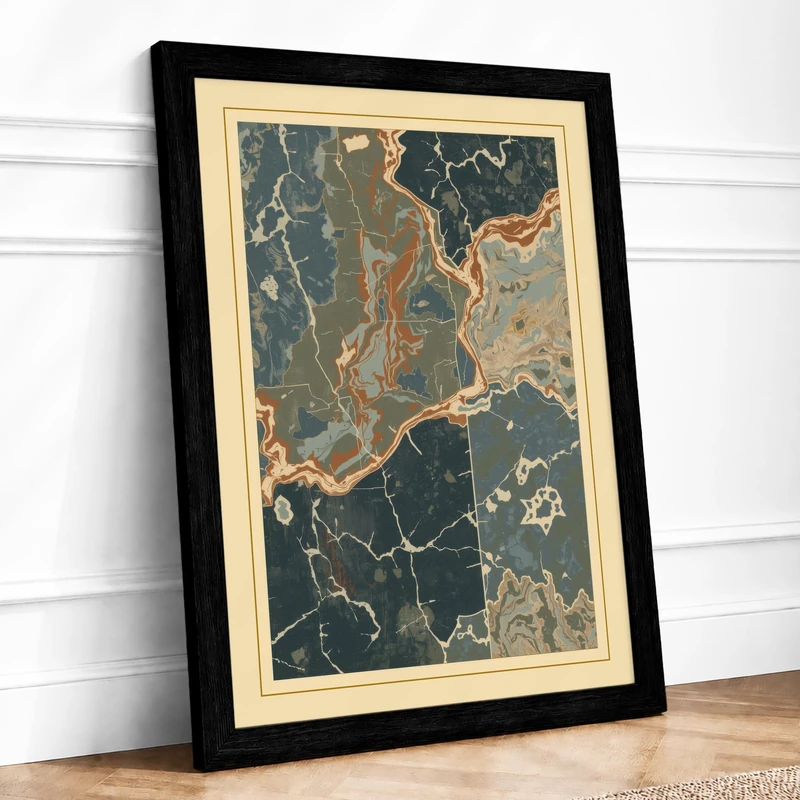 Antique Coastal Cartography Vintage Framed Wall Art Print A1 (84.1×59.4cm) Black, Wall Decor for Living Room, Bedroom, Office & Home, Ready to Hang, Art Gift - Image 1
