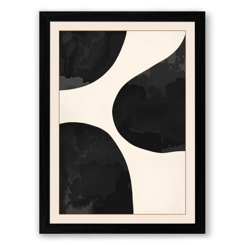 Organic Forms Minimalist Framed Wall Art Print A1 (84.1×59.4cm) Black, Wall Decor for Living Room, Bedroom, Office & Home, Ready to Hang, Art Gift