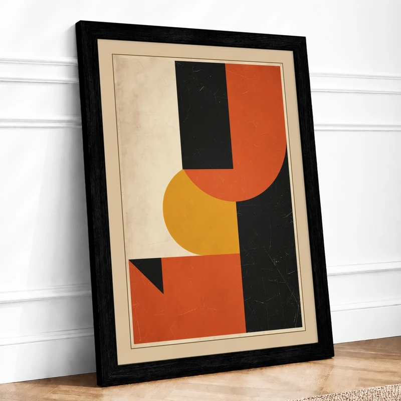 Balance Geometric Framed Wall Art Print A1 (84.1×59.4cm) Black, Wall Decor for Living Room, Bedroom, Office & Home, Ready to Hang, Art Gift