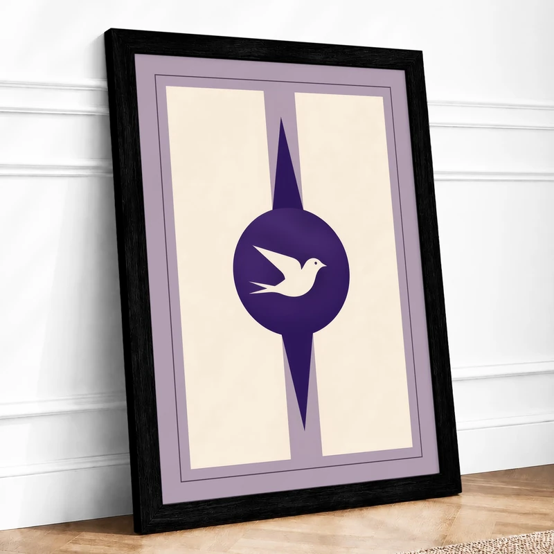 Bird in Flight Minimalist Framed Wall Art Print A1 (84.1×59.4cm) Black, Wall Decor for Living Room, Bedroom, Office & Home, Ready to Hang, Art Gift - Image 1