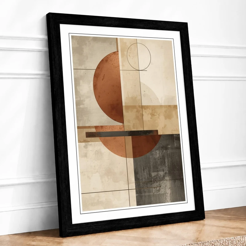 Geometric Balance Minimalist Framed Wall Art Print A1 (84.1×59.4cm) Black, Wall Decor for Living Room, Bedroom, Office & Home, Ready to Hang, Art Gift