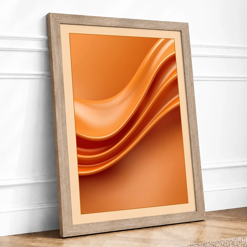 Flowing Ribbon Dance Abstract Framed Wall Art Print A1 (84.1×59.4cm) Oak, Wall Decor for Living Room, Bedroom, Office & Home, Ready to Hang, Art Gift