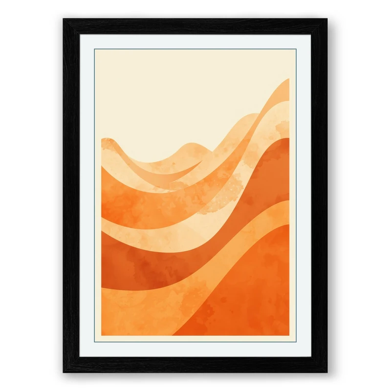 Earth Waves Modern Framed Wall Art Print A1 (84.1×59.4cm) Black, Wall Decor for Living Room, Bedroom, Office & Home, Ready to Hang, Art Gift