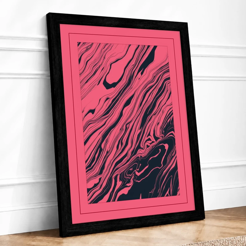 Flow Abstract Framed Wall Art Print A1 Black