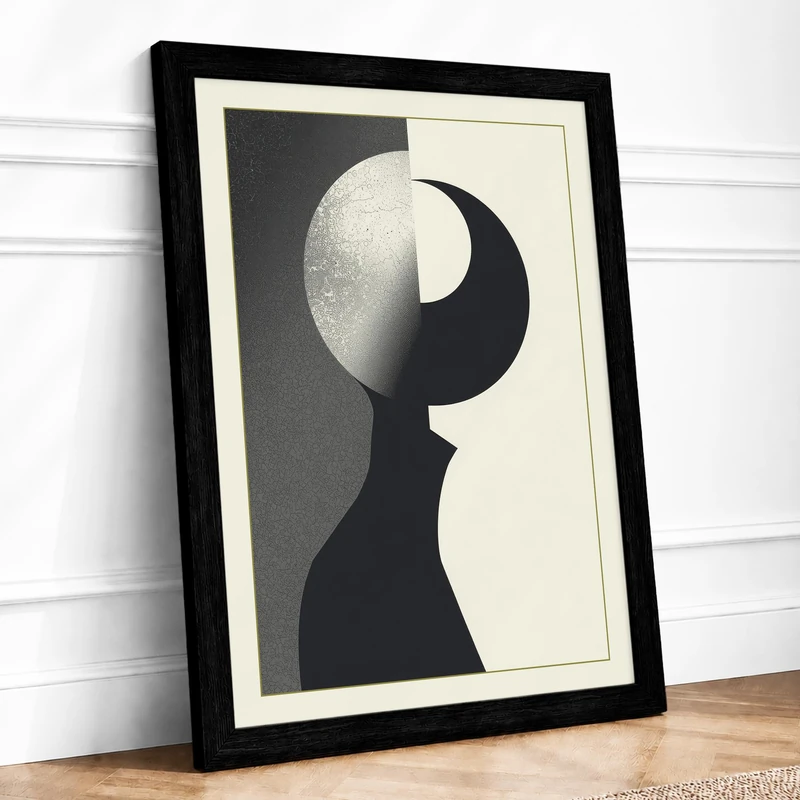 Silhouette in Balance Minimalist Framed Wall Art Print A1 (84.1×59.4cm) Black, Wall Decor for Living Room, Bedroom, Office & Home, Ready to Hang, Art Gift - Image 1
