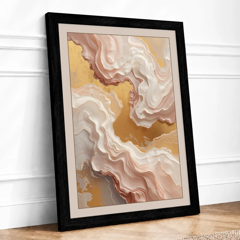 Organic Flow Minimalist Framed Wall Art Print A1 (84.1×59.4cm) Black, Wall Decor for Living Room, Bedroom, Office & Home, Ready to Hang, Art Gift