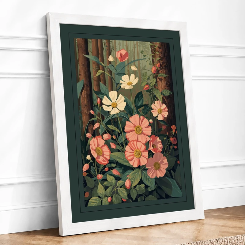 Wildflower Meadow Botanical Framed Wall Art Print A1 (84.1×59.4cm) White, Wall Decor for Living Room, Bedroom, Office & Home, Ready to Hang, Art Gift - Image 1
