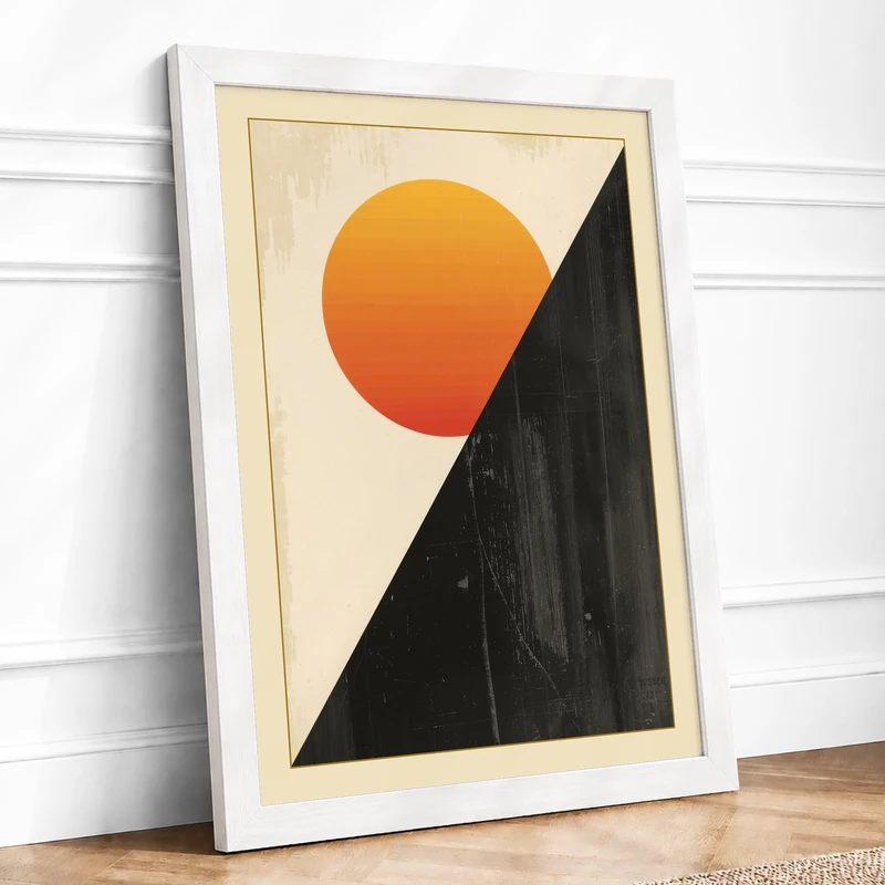 Sun Rising Minimalist Framed Wall Art Print A1 (84.1×59.4cm) White, Wall Decor for Living Room, Bedroom, Office & Home, Ready to Hang, Art Gift - Image 1