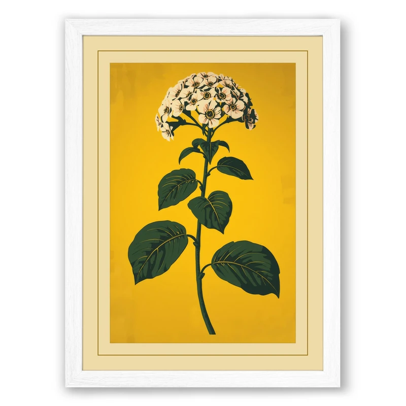 White Flower Study Botanical Framed Wall Art Print A1 (84.1×59.4cm) White, Wall Decor for Living Room, Bedroom, Office & Home, Ready to Hang, Art Gift