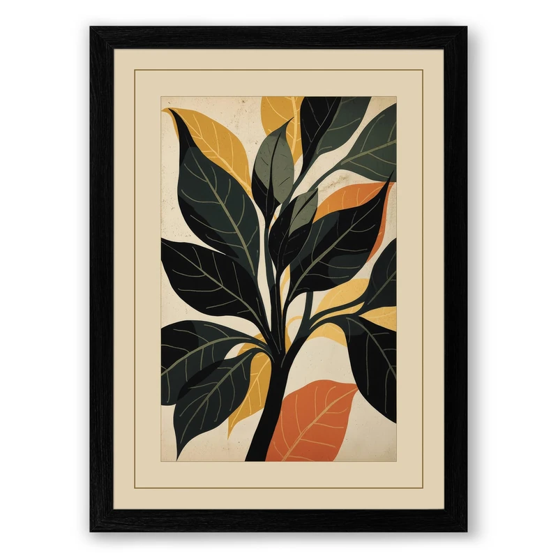 Radiance Botanical Framed Wall Art Print A1 (84.1×59.4cm) Black, Wall Decor for Living Room, Bedroom, Office & Home, Ready to Hang, Art Gift