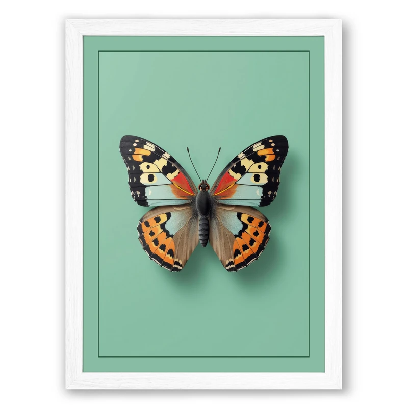 Specimen Butterfly Minimalist Framed Wall Art Print A1 (84.1×59.4cm) White, Wall Decor for Living Room, Bedroom, Office & Home, Ready to Hang, Art Gift