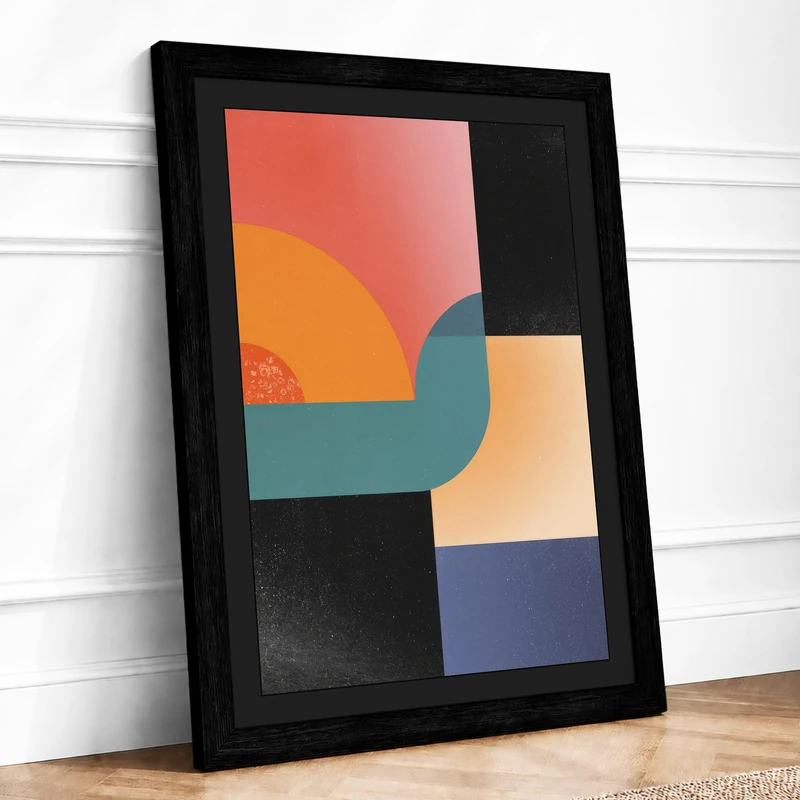 Balance Geometric Framed Wall Art Print A1 (84.1×59.4cm) Black, Wall Decor for Living Room, Bedroom, Office & Home, Ready to Hang, Art Gift