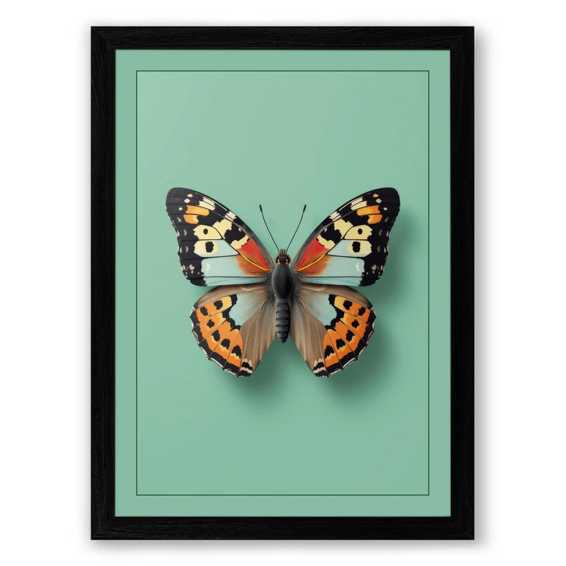 Specimen Butterfly Minimalist Framed Wall Art Print A1 (84.1×59.4cm) Black, Wall Decor for Living Room, Bedroom, Office & Home, Ready to Hang, Art Gift