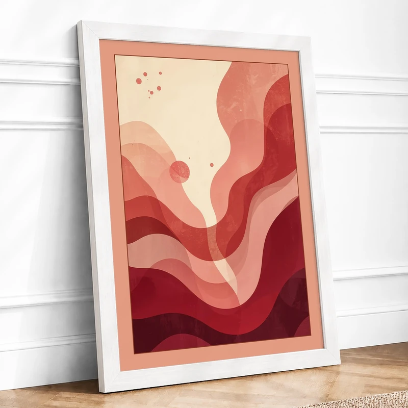 Flowing Waves Minimalist Framed Wall Art Print A1 (84.1×59.4cm) White, Wall Decor for Living Room, Bedroom, Office & Home, Ready to Hang, Art Gift - Image 1