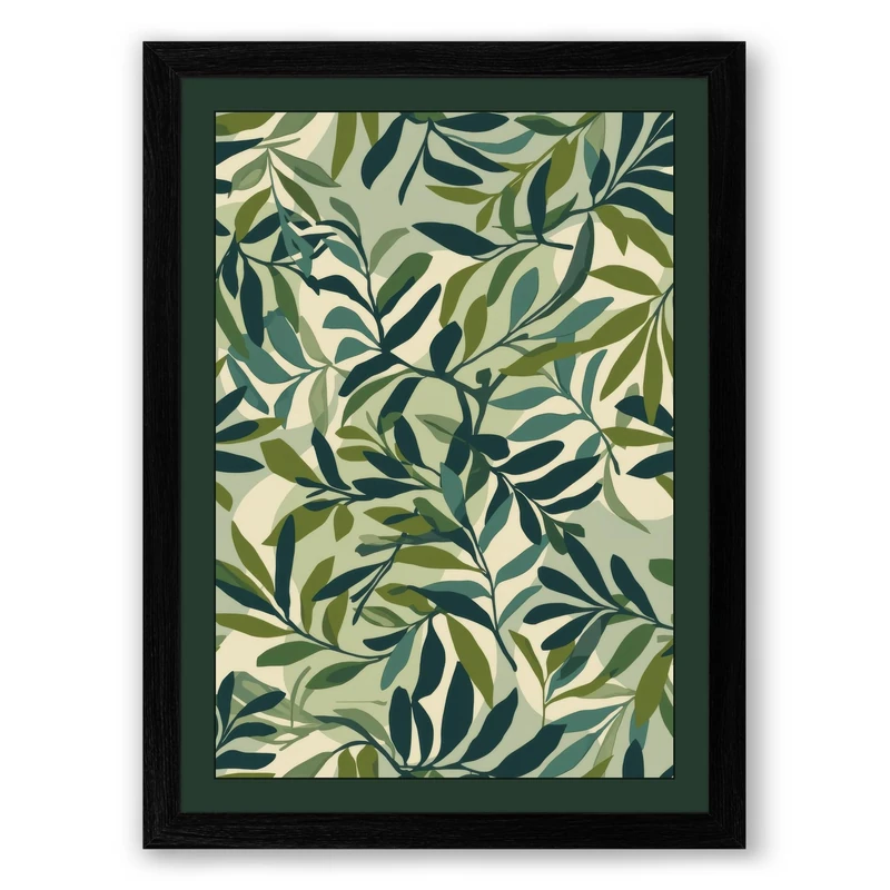 Layered Foliage Botanical Framed Wall Art Print A1 (84.1×59.4cm) Black, Wall Decor for Living Room, Bedroom, Office & Home, Ready to Hang, Art Gift - Image 1