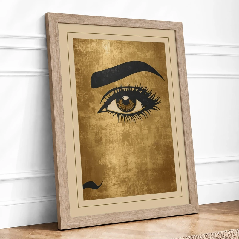 Watchful Eye Minimalist Framed Wall Art Print A1 (84.1×59.4cm) Oak, Wall Decor for Living Room, Bedroom, Office & Home, Ready to Hang, Art Gift