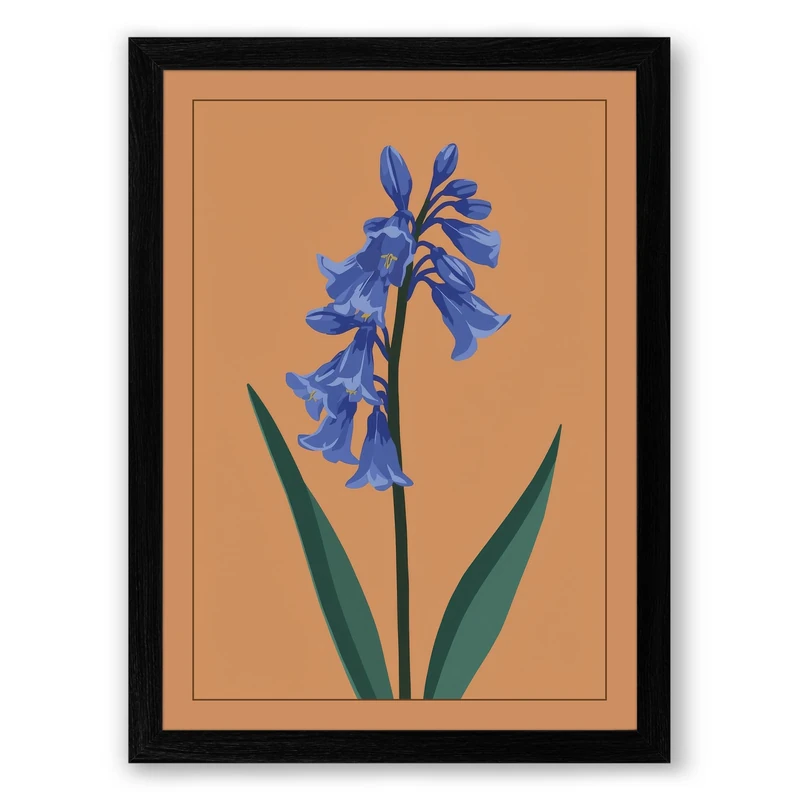 Blue Iris Botanical Framed Wall Art Print A1 (84.1×59.4cm) Black, Wall Decor for Living Room, Bedroom, Office & Home, Ready to Hang, Art Gift