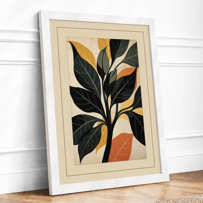 Radiance Botanical Framed Wall Art Print A1 (84.1×59.4cm) White, Wall Decor for Living Room, Bedroom, Office & Home, Ready to Hang, Art Gift