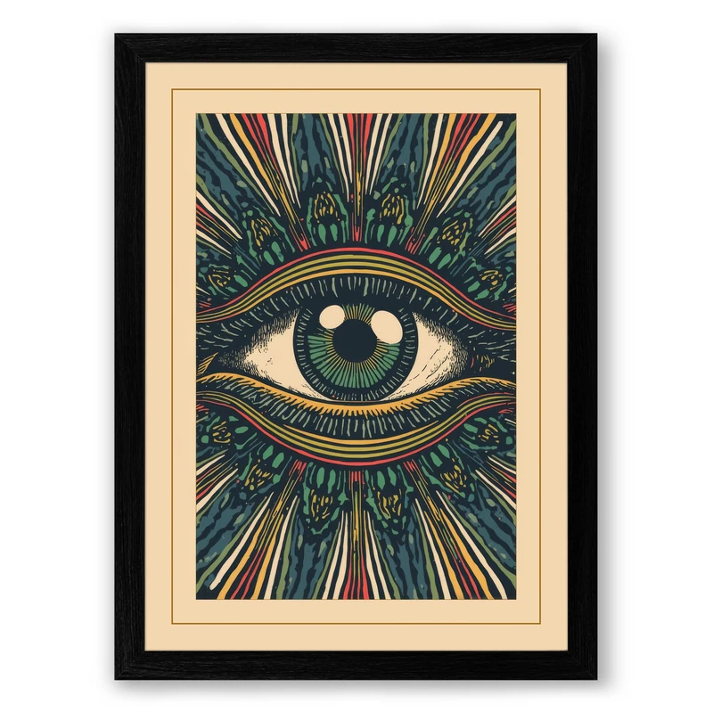 The Watchful Eye Eclectic Framed Wall Art Print A1 (84.1×59.4cm) Black, Wall Decor for Living Room, Bedroom, Office & Home, Ready to Hang, Art Gift