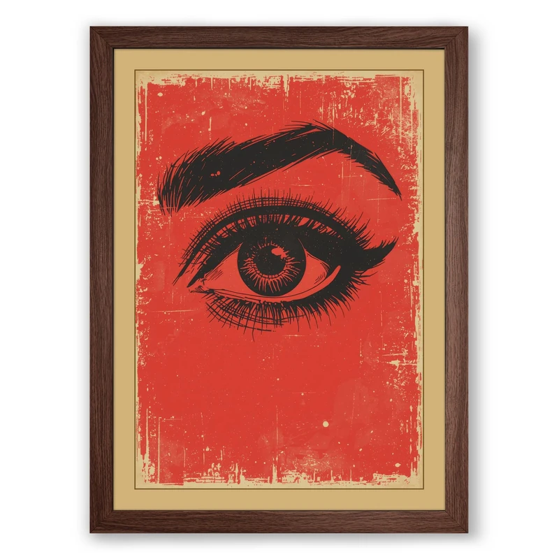 Watchful Eye Modern Framed Wall Art Print A1 (84.1×59.4cm) Walnut, Wall Decor for Living Room, Bedroom, Office & Home, Ready to Hang, Art Gift