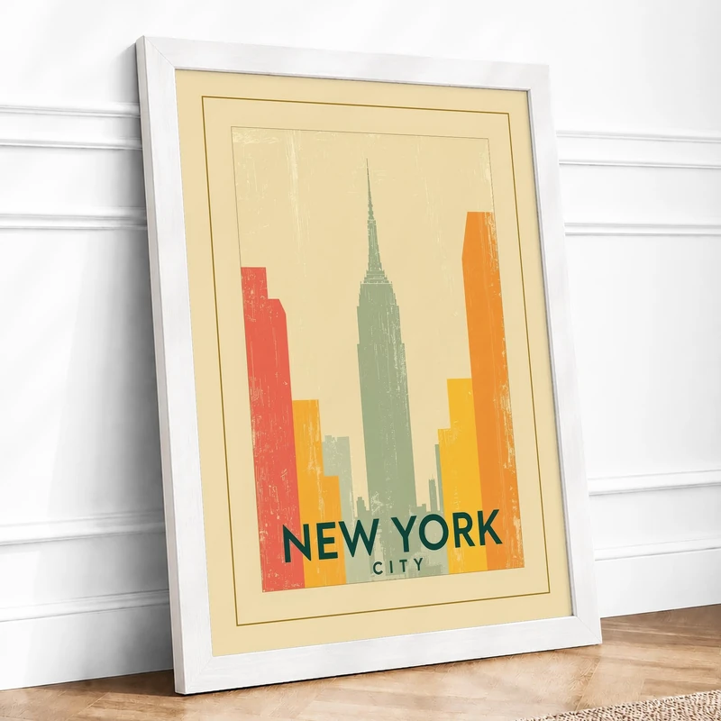 Postcard from New York Art Deco Framed Wall Art Print A1 (84.1×59.4cm) White, Wall Decor for Living Room, Bedroom, Office & Home, Ready to Hang, Art Gift - Image 1