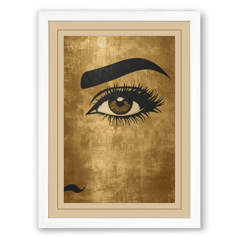 Watchful Eye Minimalist Framed Wall Art Print A1 (84.1×59.4cm) White, Wall Decor for Living Room, Bedroom, Office & Home, Ready to Hang, Art Gift