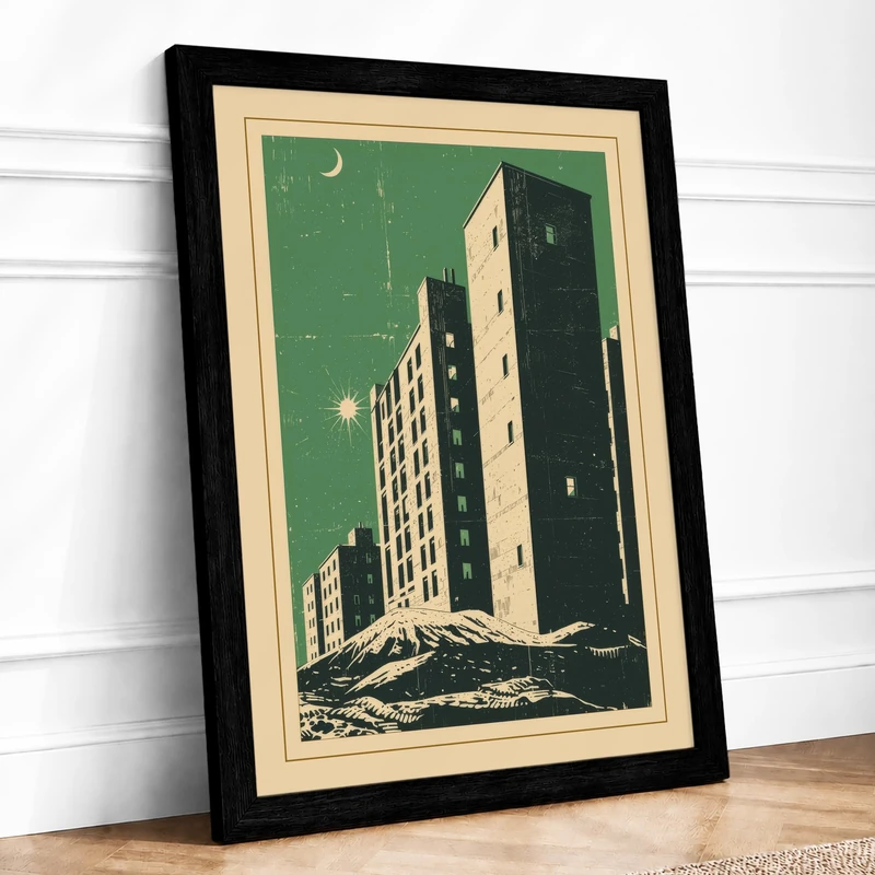 Skyward Architecture Art Deco Framed Wall Art Print A1 (84.1×59.4cm) Black, Wall Decor for Living Room, Bedroom, Office & Home, Ready to Hang, Art Gift