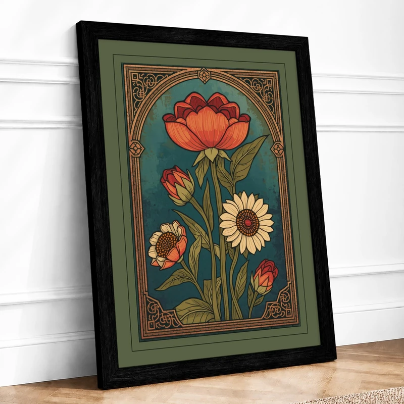 Study with Border Botanical Framed Wall Art Print A1 (84.1×59.4cm) Black, Wall Decor for Living Room, Bedroom, Office & Home, Ready to Hang, Art Gift - Image 1