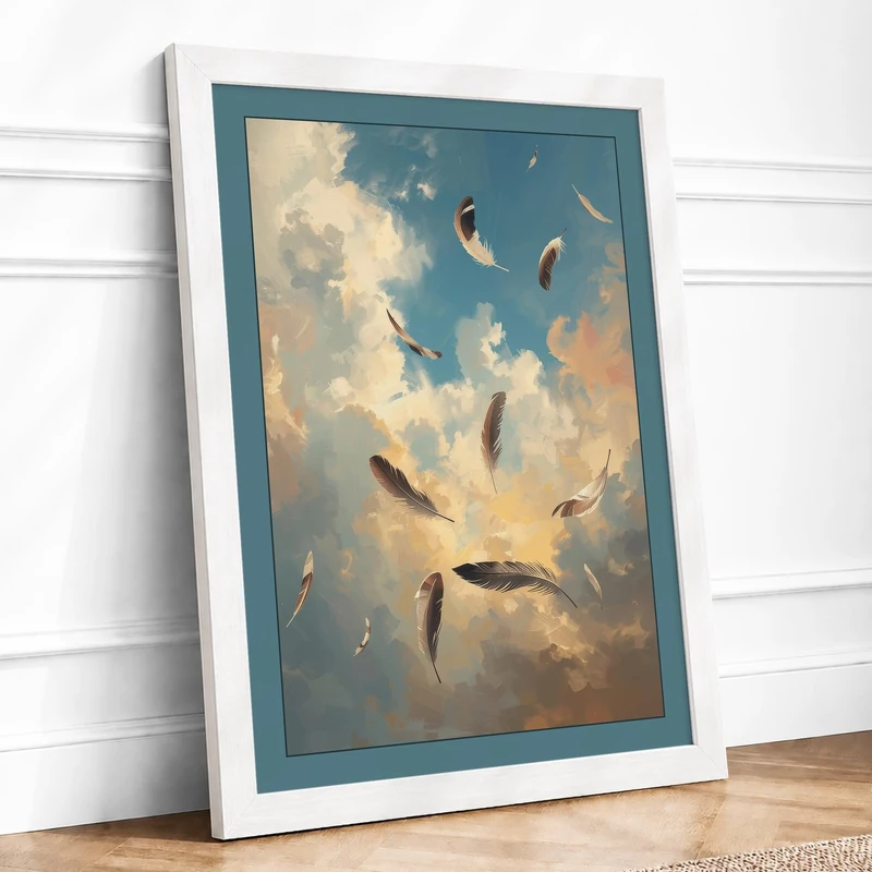 Whales in the Clouds Fantasy Framed Wall Art Print A1 (84.1×59.4cm) White, Wall Decor for Living Room, Bedroom, Office & Home, Ready to Hang, Art Gift - Image 1