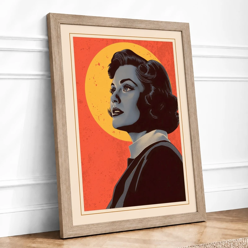 Golden Hour Portrait Retro Framed Wall Art Print A1 (84.1×59.4cm) Oak, Wall Decor for Living Room, Bedroom, Office & Home, Ready to Hang, Art Gift