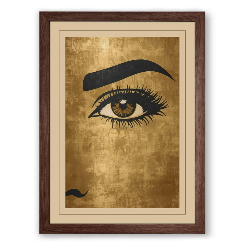 Watchful Eye Minimalist Framed Wall Art Print A1 (84.1×59.4cm) Walnut, Wall Decor for Living Room, Bedroom, Office & Home, Ready to Hang, Art Gift