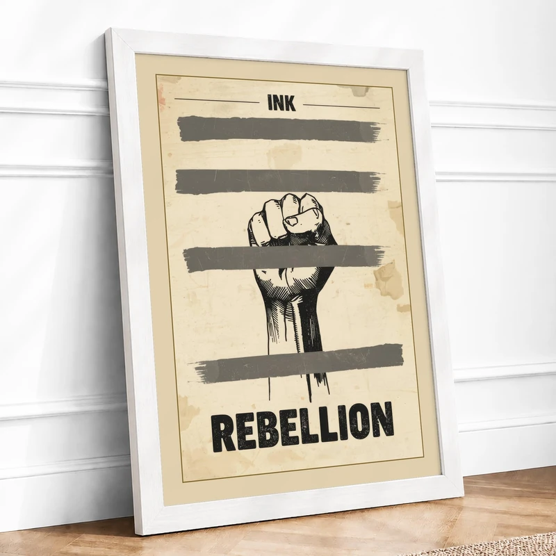 Ink Rebellion Industrial Framed Wall Art Print A1 (84.1×59.4cm) White, Wall Decor for Living Room, Bedroom, Office & Home, Ready to Hang, Art Gift - Image 1