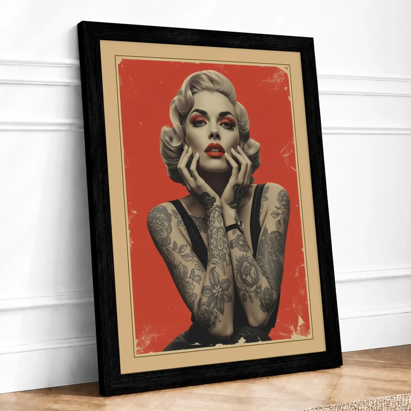 Platinum Waves Vintage Framed Wall Art Print A1 (84.1×59.4cm) Black, Wall Decor for Living Room, Bedroom, Office & Home, Ready to Hang, Art Gift - Image 1