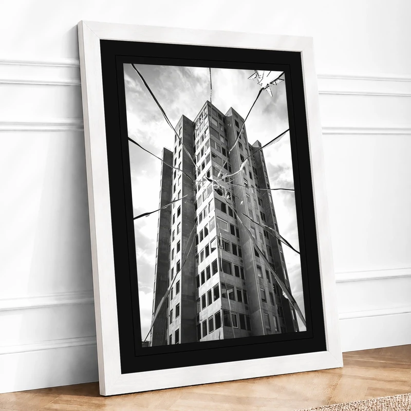 Vertical Lines Industrial Framed Wall Art Print A1 (84.1×59.4cm) White, Wall Decor for Living Room, Bedroom, Office & Home, Ready to Hang, Art Gift - Image 1