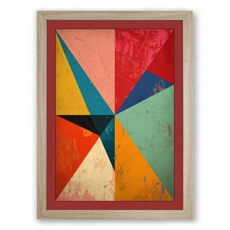 Star Geometric Framed Wall Art Print A1 (84.1×59.4cm) Oak, Wall Decor for Living Room, Bedroom, Office & Home, Ready to Hang, Art Gift