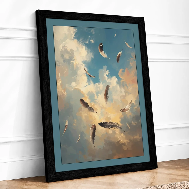 Whales in the Clouds Fantasy Framed Wall Art Print A1 (84.1×59.4cm) Black, Wall Decor for Living Room, Bedroom, Office & Home, Ready to Hang, Art Gift - Image 1