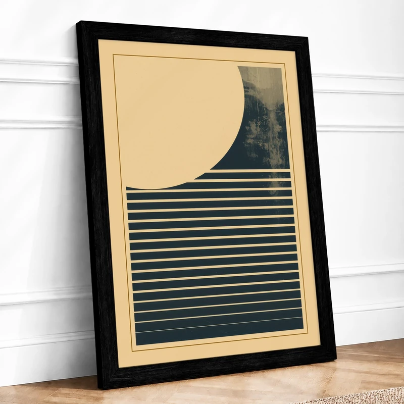 Forest in Stripes Minimalist Framed Wall Art Print A1 (84.1×59.4cm) Black, Wall Decor for Living Room, Bedroom, Office & Home, Ready to Hang, Art Gift - Image 1