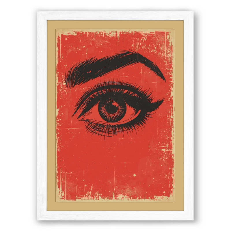 Watchful Eye Modern Framed Wall Art Print A1 (84.1×59.4cm) White, Wall Decor for Living Room, Bedroom, Office & Home, Ready to Hang, Art Gift