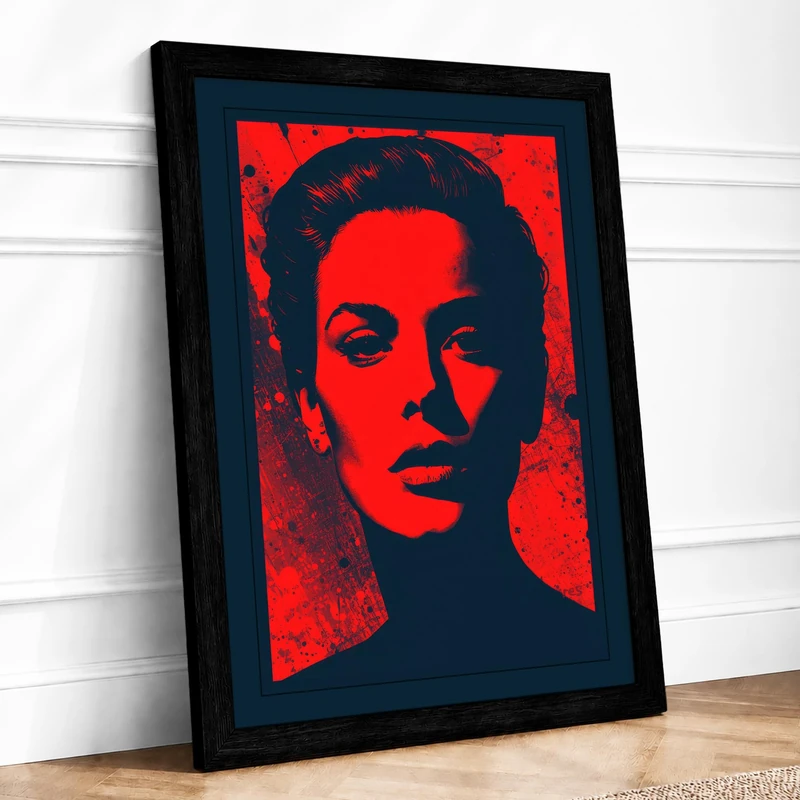 Bold Profile Portrait Modern Framed Wall Art Print A1 (84.1×59.4cm) Black, Wall Decor for Living Room, Bedroom, Office & Home, Ready to Hang, Art Gift