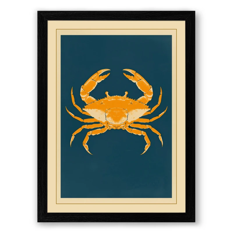 Golden Crab Geometric Framed Wall Art Print A1 (84.1×59.4cm) Black, Wall Decor for Living Room, Bedroom, Office & Home, Ready to Hang, Art Gift