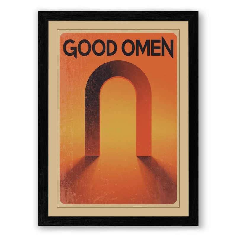 Good Omen Gateway Retro Framed Wall Art Print A1 (84.1×59.4cm) Black, Wall Decor for Living Room, Bedroom, Office & Home, Ready to Hang, Art Gift