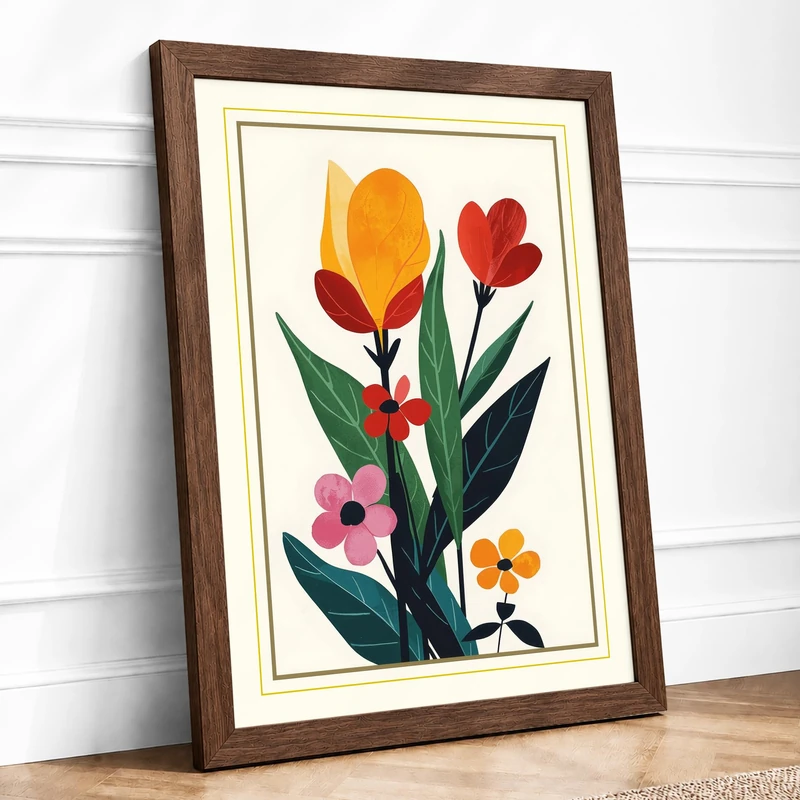 Studies Botanical Framed Wall Art Print A1 (84.1×59.4cm) Walnut, Wall Decor for Living Room, Bedroom, Office & Home, Ready to Hang, Art Gift
