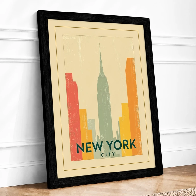 Postcard from New York Art Deco Framed Wall Art Print A1 (84.1×59.4cm) Black, Wall Decor for Living Room, Bedroom, Office & Home, Ready to Hang, Art Gift - Image 1