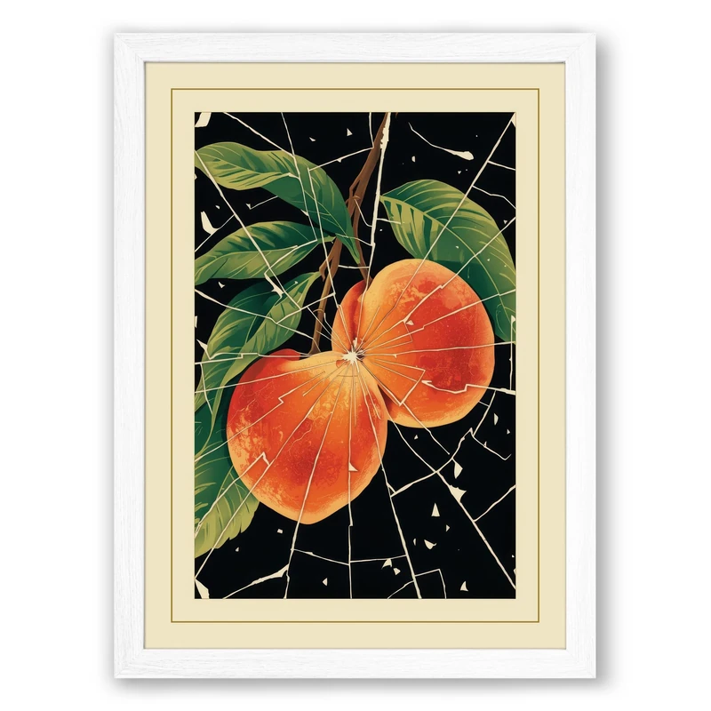 Oranges and Stars Botanical Framed Wall Art Print A1 (84.1×59.4cm) White, Wall Decor for Living Room, Bedroom, Office & Home, Ready to Hang, Art Gift