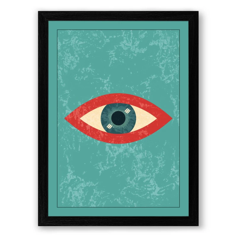 Watchful Eye Modern Framed Wall Art Print A1 (84.1×59.4cm) Black, Wall Decor for Living Room, Bedroom, Office & Home, Ready to Hang, Art Gift