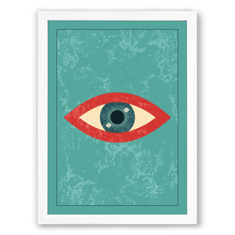 Watchful Eye Modern Framed Wall Art Print A1 (84.1×59.4cm) White, Wall Decor for Living Room, Bedroom, Office & Home, Ready to Hang, Art Gift
