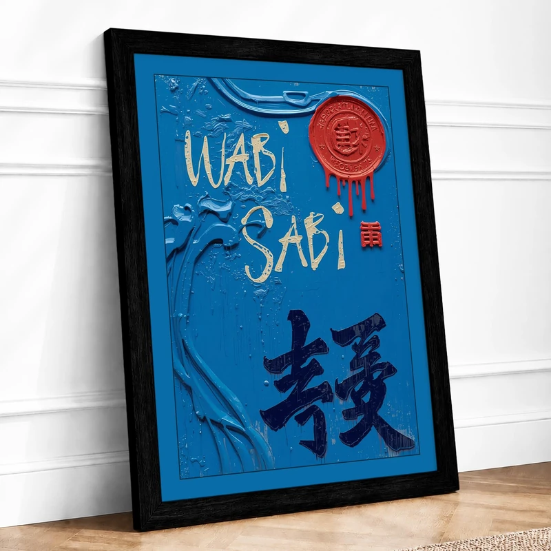 East Meets West Japandi Framed Wall Art Print A1 (84.1×59.4cm) Black, Wall Decor for Living Room, Bedroom, Office & Home, Ready to Hang, Art Gift